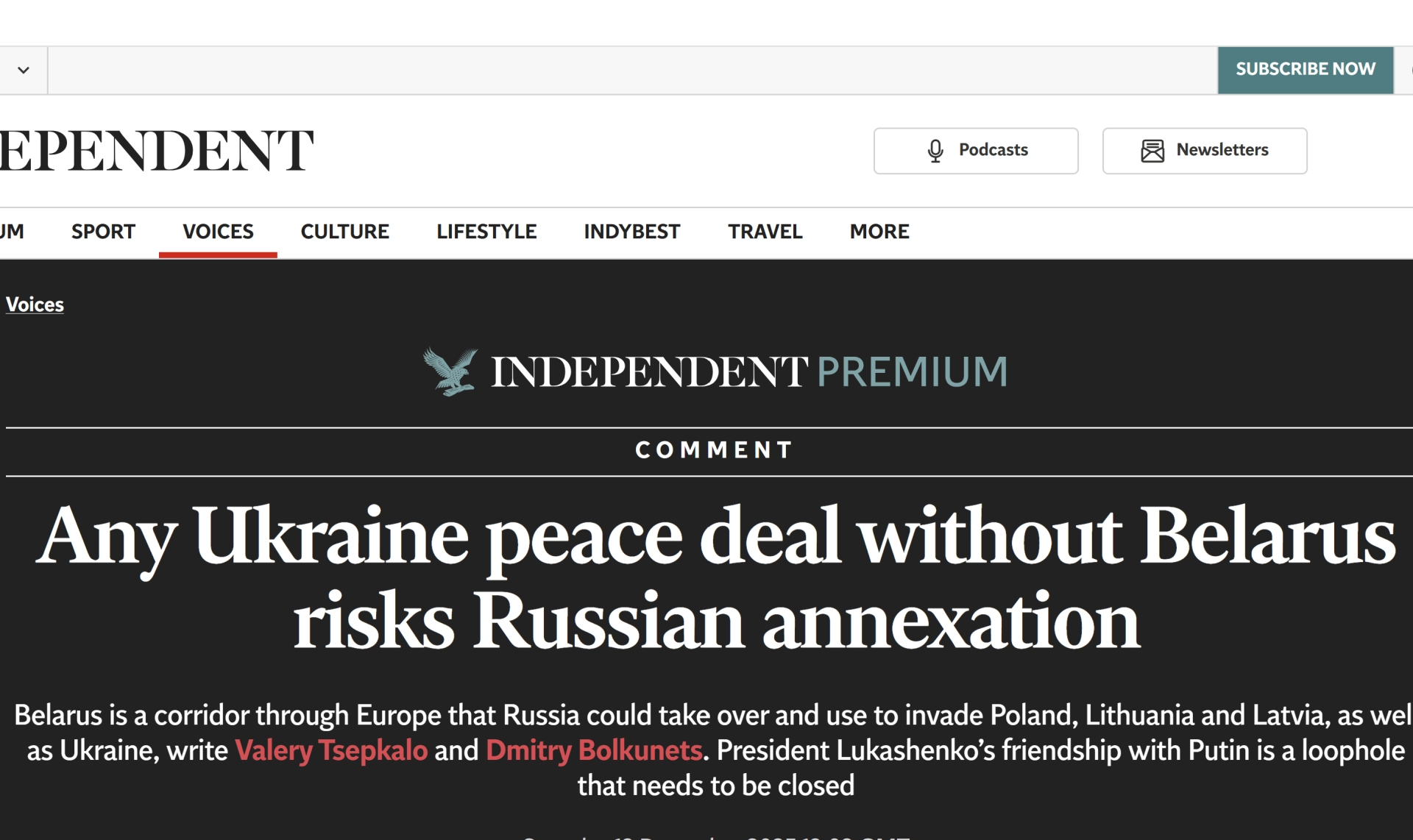 A peace deal on Ukraine without Belarus risks Rus­sian annex­a­tion